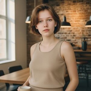 Rachel Zoe Classic Knit Tank Top, Sleeveless Beige Size S